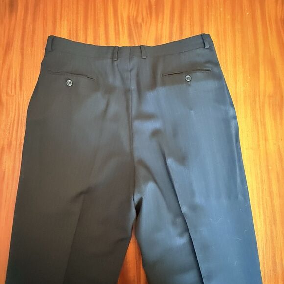 Armani Collezioni 44R  Black Pinstripe‎ Designer Suit Jacket Pants 90's Vintage - Picture 15 of 15